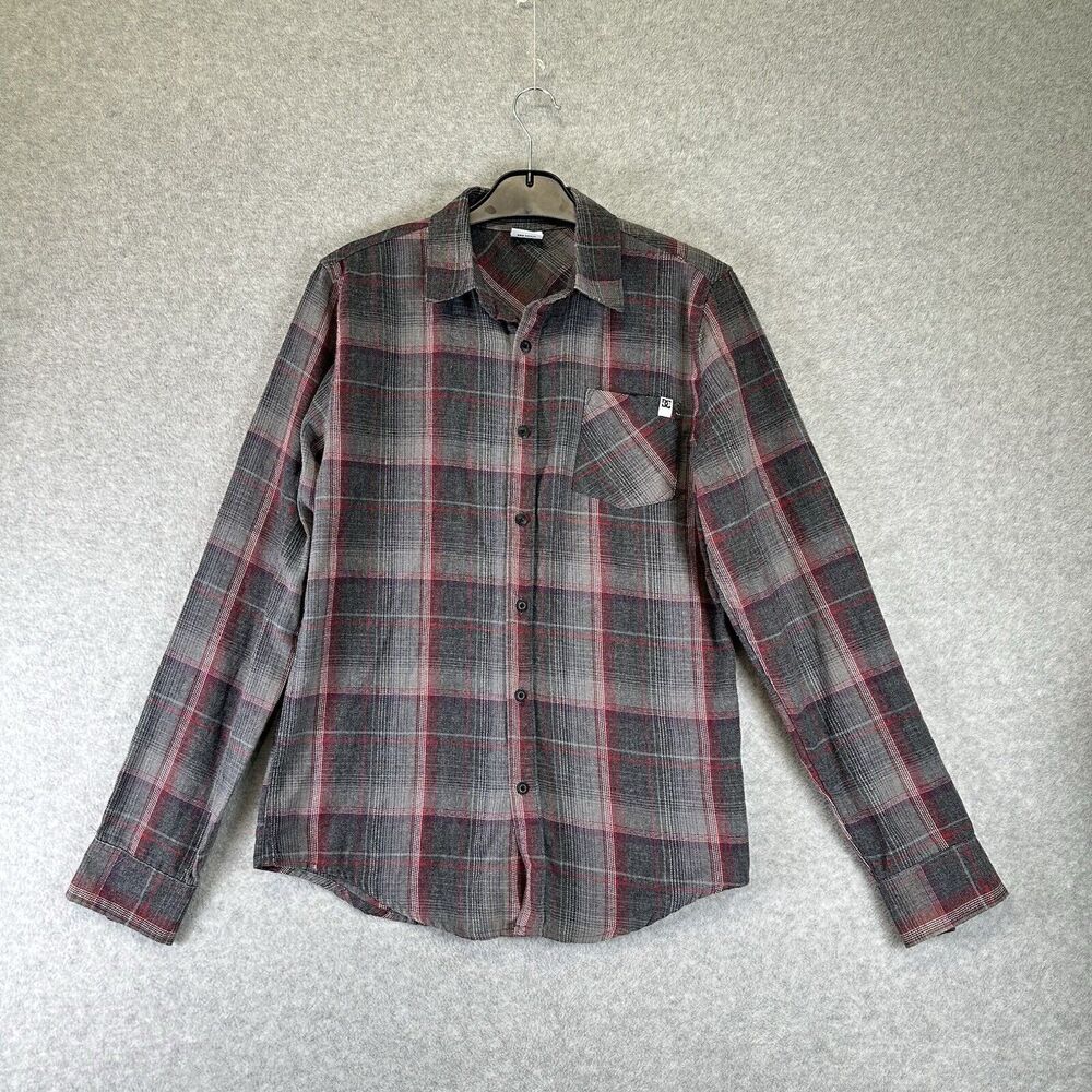 DC Shoes Shirt Men's SP Black Plaid‎ Long Sleeve Button Down Skateboard Pockets